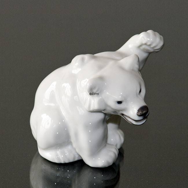 White Polar Bear Cub fist high figurine, Royal Copenhagen no. 21433 ...