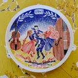 Elg Red Cross Plate with Swedish Folksongs 1982